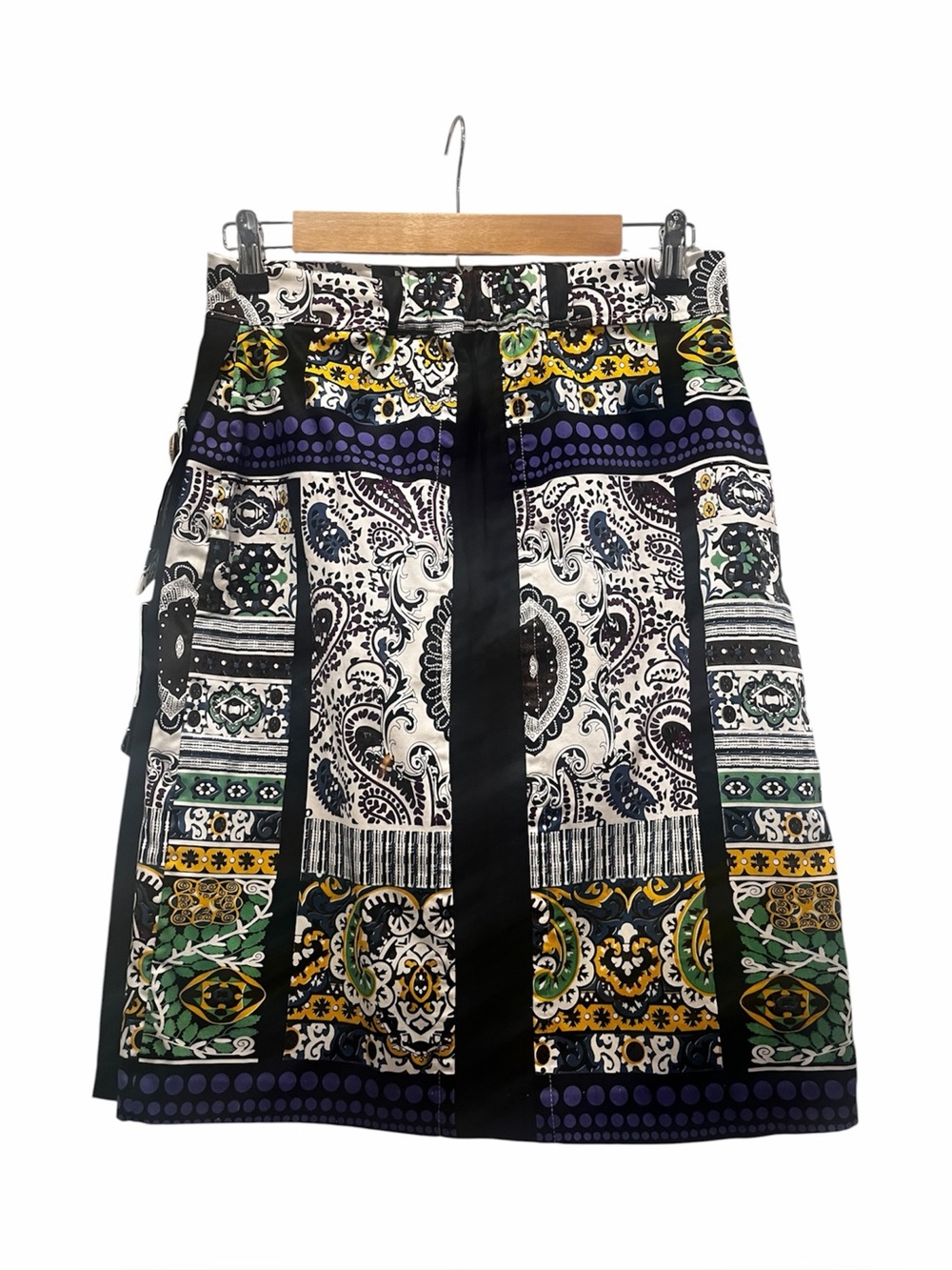 Vanela LaMar Upcycled Office Career Mosaic Paisley Print Pencil Skirt OS Travel - Picture 3 of 17
